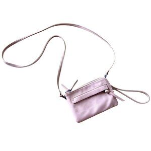 Pink Crossbody Bag Small Double Zip Compartments Slim Compact Wristlet